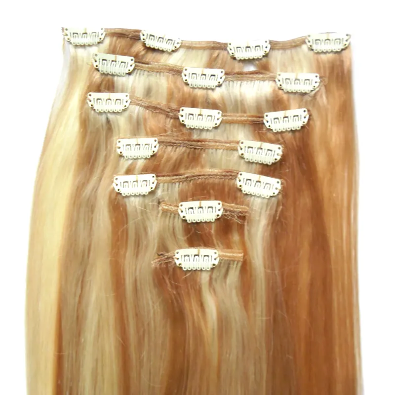 Colore pianoforte 27/613 100g brazilian hair clip in extension clip nelle estensioni dei capelli umani dritte