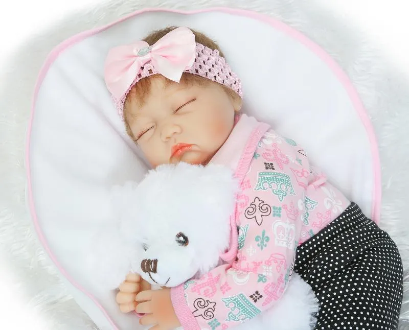 С розовым головалом Reborn Baby кукла 22 дюйма 55 см Newborn силиконовые младенцы девочка ткань тело живые куклы игрушечные дети подарок на день рождения