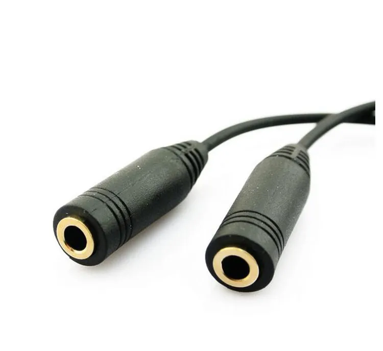 Promotion 3.5mm mâle à 2 femelle stéréo Audio Y séparateur adaptateur câble audio avec contrôle du Volume rallonges Audio