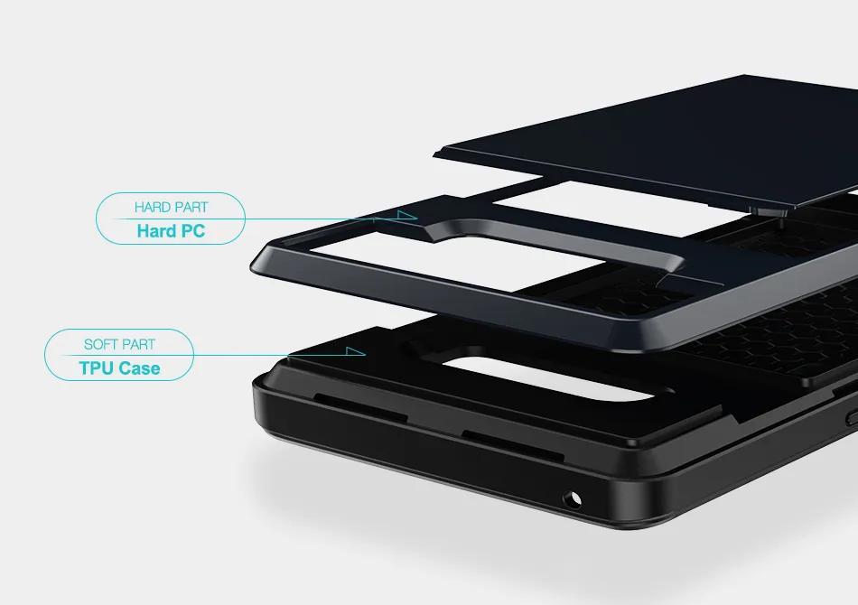 Slajd Card Slot Uchwyt do uchwytu na telefon dla Samsung Galaxy S8 S9 Plus S7 S6 Edge Note 8 Hybrydowe plastikowe silikonowe obudowy TPU Okładka 8353536