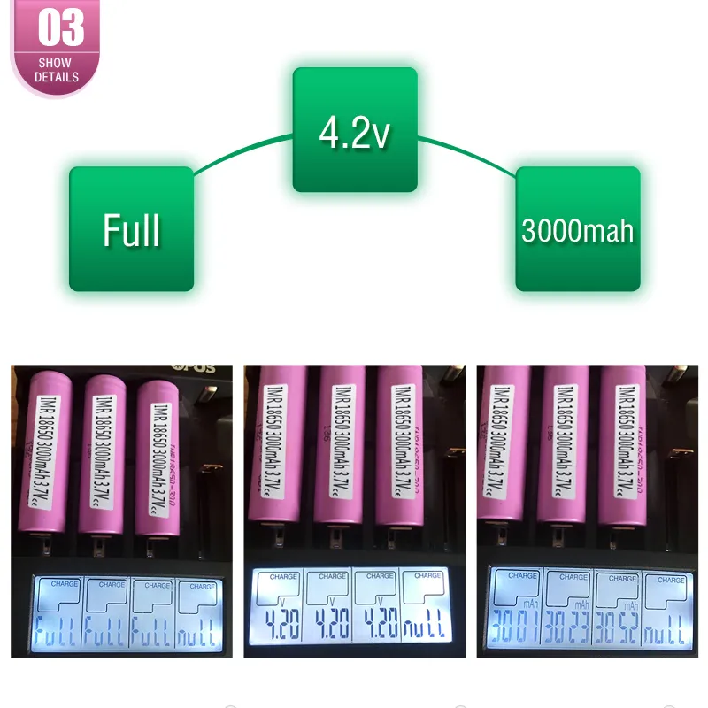 Zehn Entschädigungen für eine Fälschung!!! Authentische 30Q 18650 Batterie 3000MAH 30A Lithium-Akkus mit Samsung Cell VS 25R Kostenloser Versand
