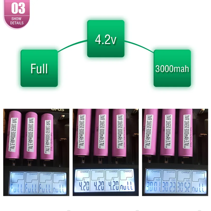 Tio kompensation för en falsk !!! Authentic 30Q 18650 Batteri 3000MAH 30A Lithium Uppladdningsbara batterier med SAMSUNG CELL VS 25R Free Ship