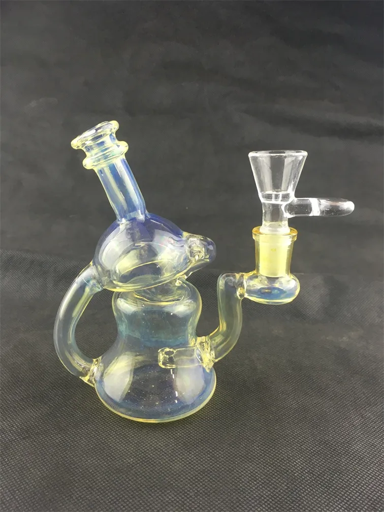 Narguilé en verre, bang de plate-forme pétrolière jaune clair gtl, pipe à fumer, joint de 14 mm sont les bienvenus sur commande