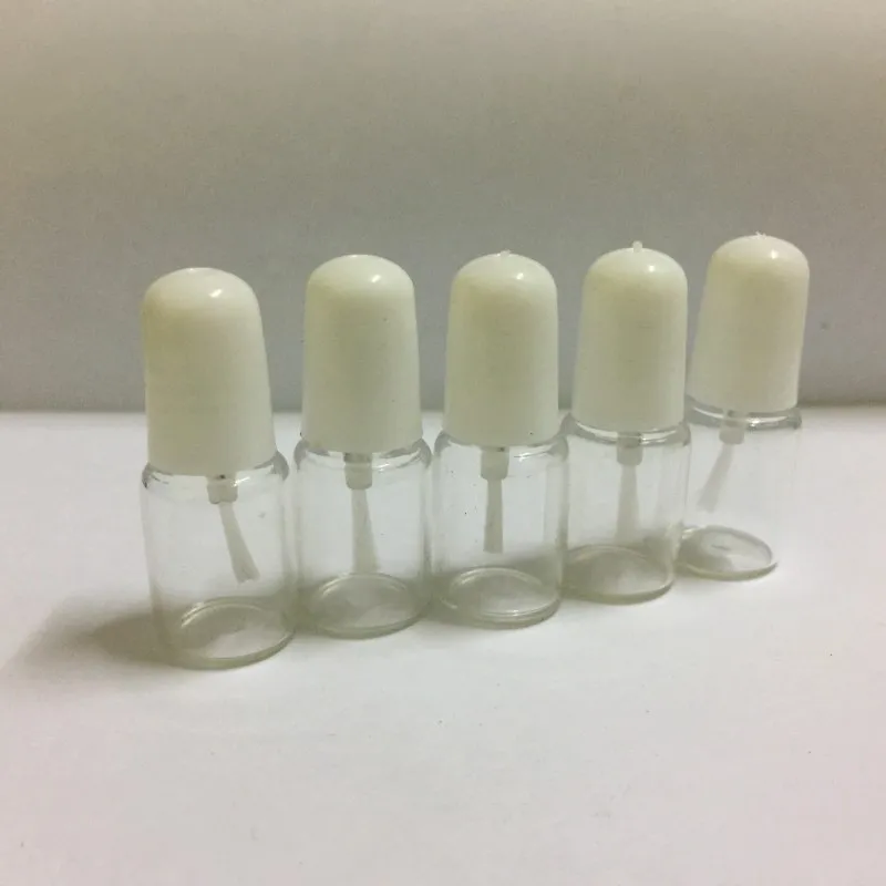 3ml Mini Glas Polish Lege Fles Met Borstel Zwart/Wit Deksel 16*42MM Ronde Clear cosmetische Cosmetische Nagellak Sample Containers Buis