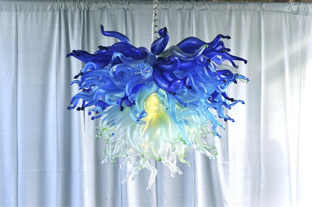 Schattenblaue LED-Kristall-Hängelampen, hochwertige Textur-Glas, mundgeblasenes Glas, Kronleuchter, Beleuchtung, moderne Kronleuchter