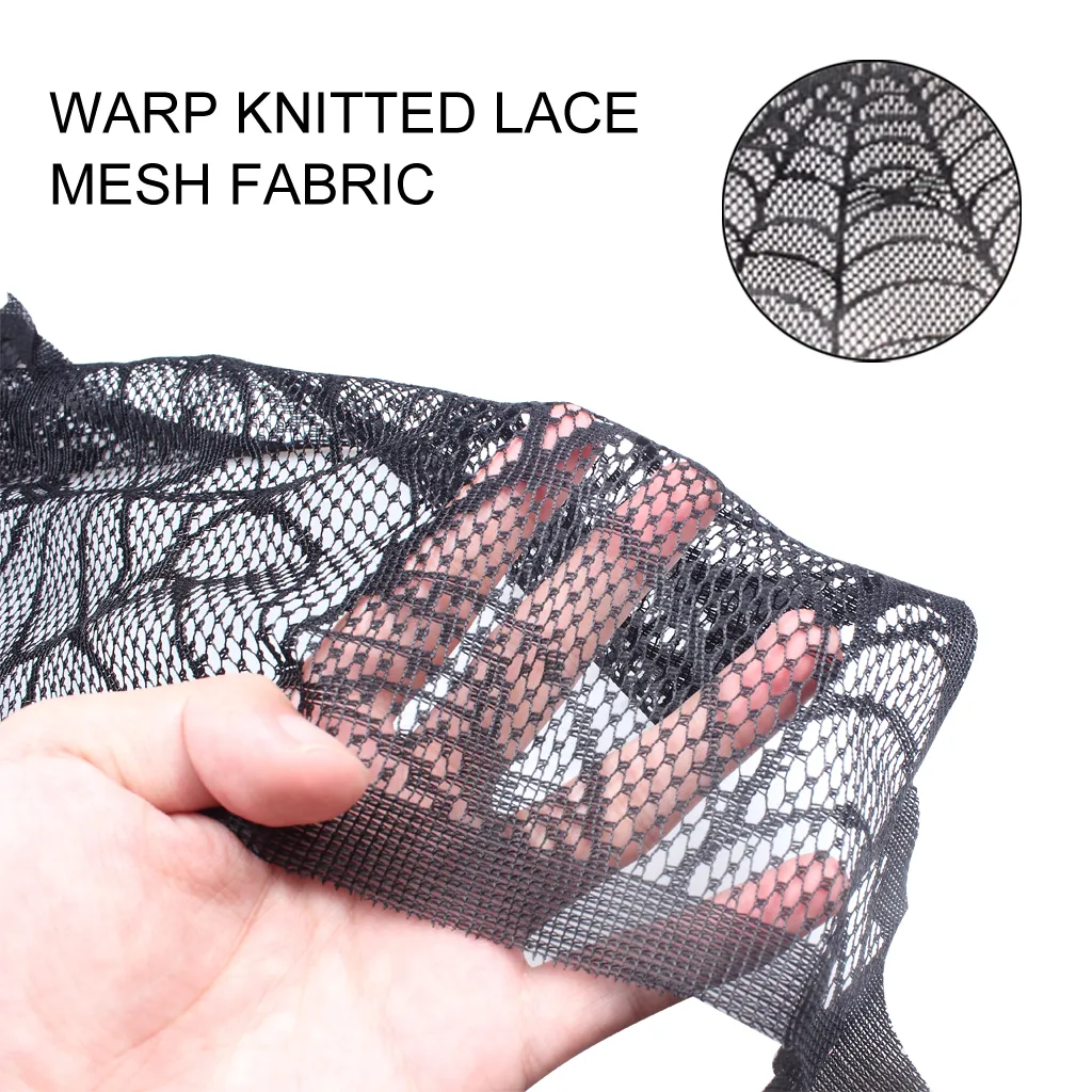 Halloween Party Supplies Chimenea de encaje Spiderweb Mantle bufanda cubierta Web negro paño de tabla al por mayor envío gratuito