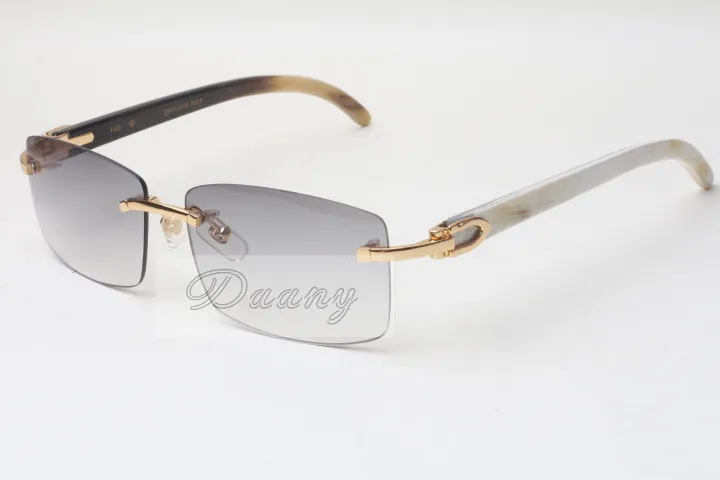 Hot frameless sunglasses glasses 3524012 Natural Mix Ox horn men and women sunglasses glasses eyeglassessize: 56-18-140mm