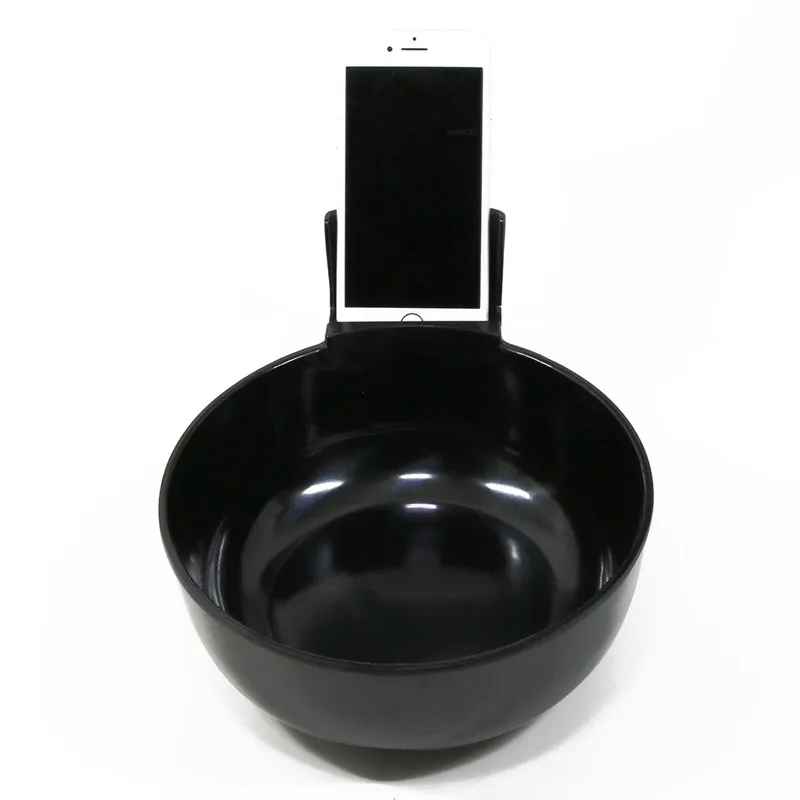 Creative Bowl with Cell Phone Holder for Mobile Phone Users White Black Melamine Bowl 2L Large Size Ramen Bowls Tableware ZA2668