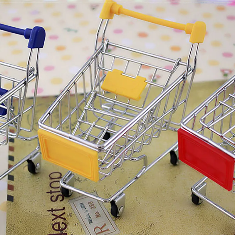 Mini Süpermarket Handcart Alışveriş Yardımcı Sepeti Modu Depolama Sepet Masa Oyuncak Koleksiyonu Yeni DHL Stokta WX-C27