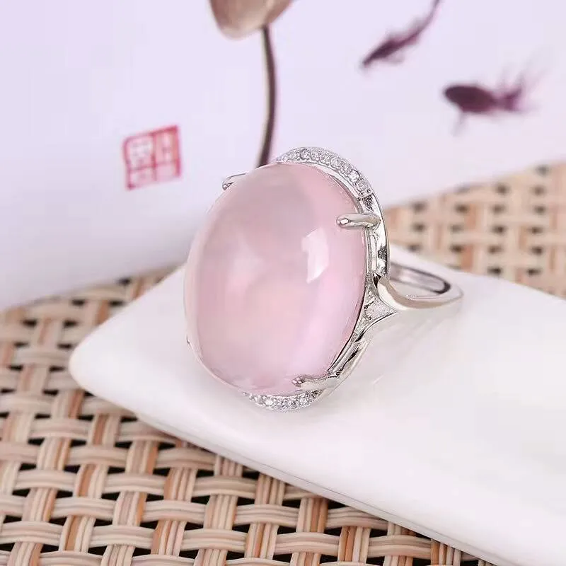 Anillo de plata con cuarzo rosa clearance