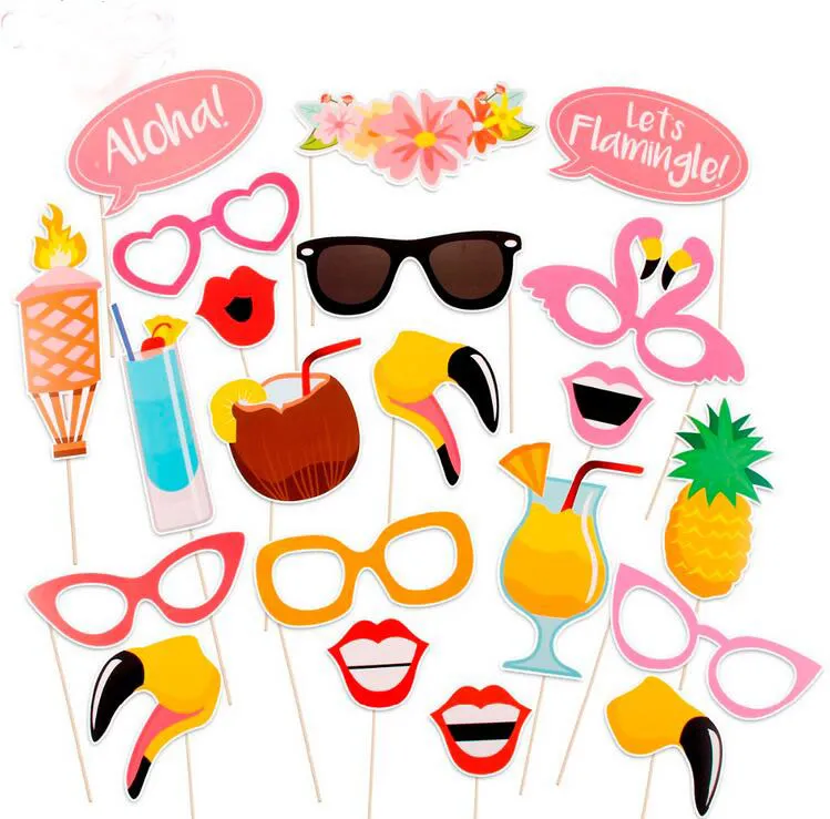 Hawaiian Theme Party Accessories, Tropical Photo Booth Props Fun