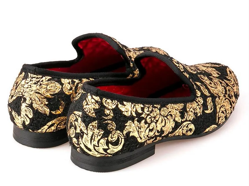Новый высокого класса золото печати Мужская обувь роскошные мода мужчины мокасины мужские квартиры размер США 4-17 бесплатная доставка