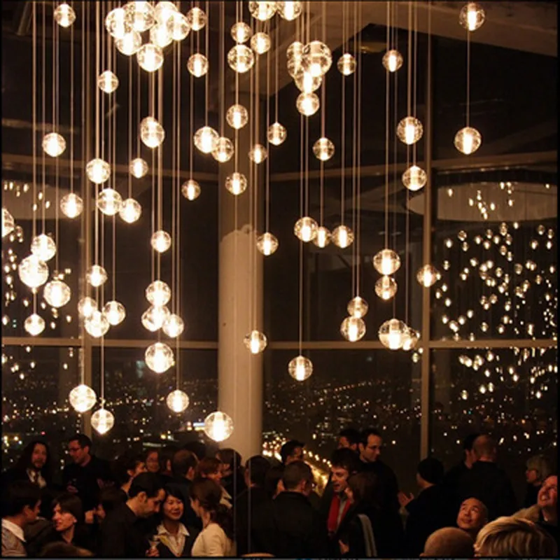 モダンな LED クリスタルガラスシャンデリアペンダントライト階段デュプレックスホテルホールモール調光可能な G4 電球 DIY 天井照明
