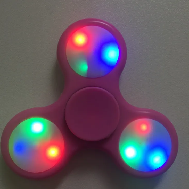 EDC Rainbow Spinner LED Tri Spinners Toys 3 Modes Luminous Light Hand Spinner with Switch ON OFF by DHL3476794