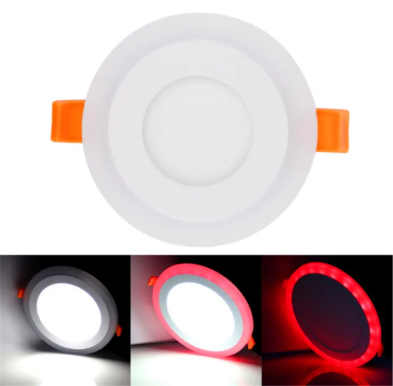 Akryl Dimble Dual Color White RGB Inbäddat LED -panel Ljus 6W 9W 18W 24W Downlight Infällda lampor inomhusbelysning med fjärrkontroller