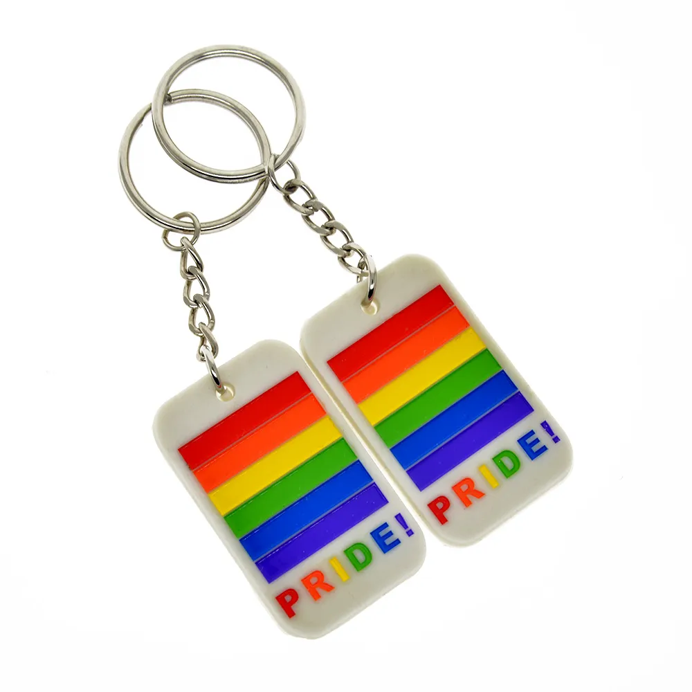 orgulho de silicone de borracha tag keychain tinta arco-íris enchido logotipo decoração de moda para presente promocional
