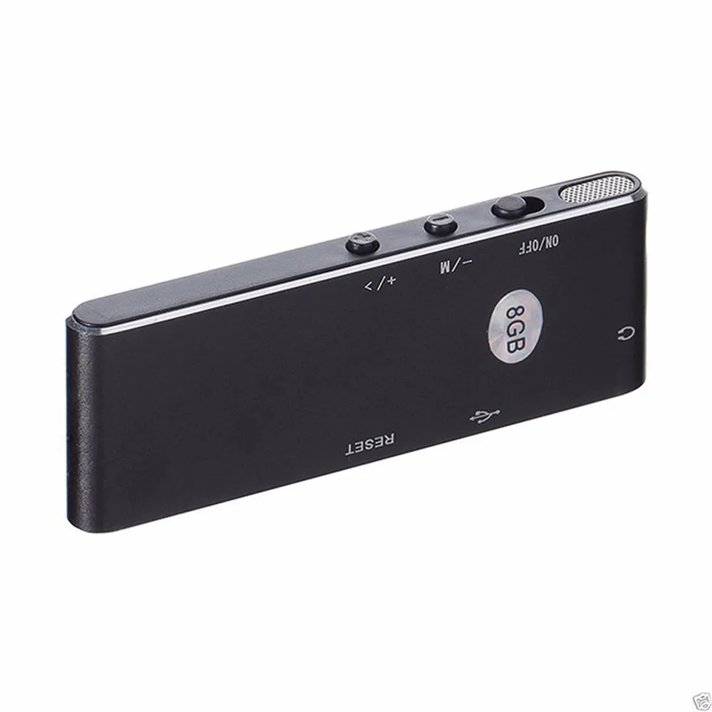 Ultra Fino Prata Preto de Gravação Clara Portátil 8 GB USB Flash Drives Gravador de Voz Digital de Música MP3 Player Gravação Pen