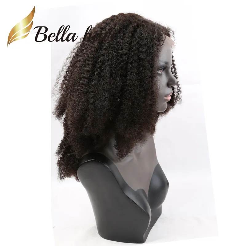 Afro Kinky Curly Front Full Lace Wig for Black Women Indian Natural Color 100 Virgin Human Bella Hair Wigs London Wholesale