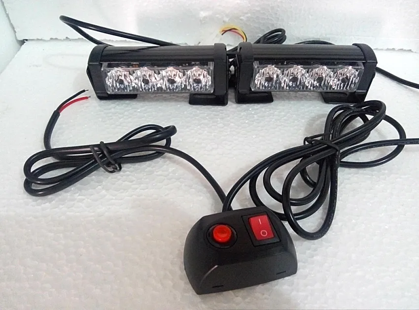 DC12V 2 unità 4 W led luci di emergenza griglia auto/camion, spia stroboscopica moto vigili del fuoco ambulanza della polizia, impermeabile, 2 pezzi/