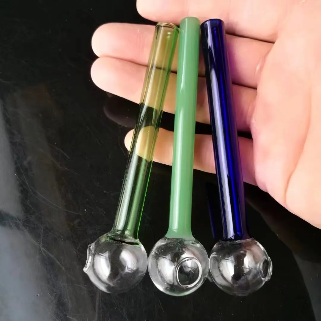 Blanda färg rak kruka glas bongs tillbehör lång 10 cm glas rökrör färgglada mini multi-färg handrör bästa sked glas