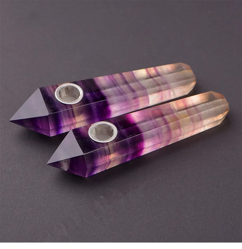 Tuyau de fumée en fluorite de quartz naturel, 110mm, cristaux de guérison, cadeau de vacances, artisanat de décoration en cristal, nouveauté