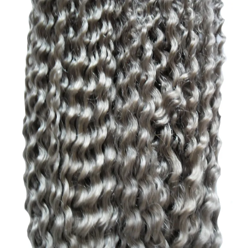 Crépus bouclés cheveux vierges paquets cheveux gris armure 200g 2 pièces paquets de cheveux humains double trame21185713645822
