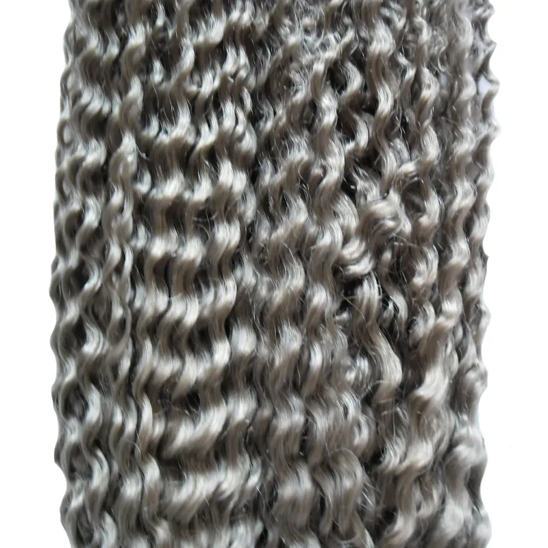 Crépus bouclés cheveux vierges paquets cheveux gris armure 200g 2 pièces paquets de cheveux humains double trame21185718934842