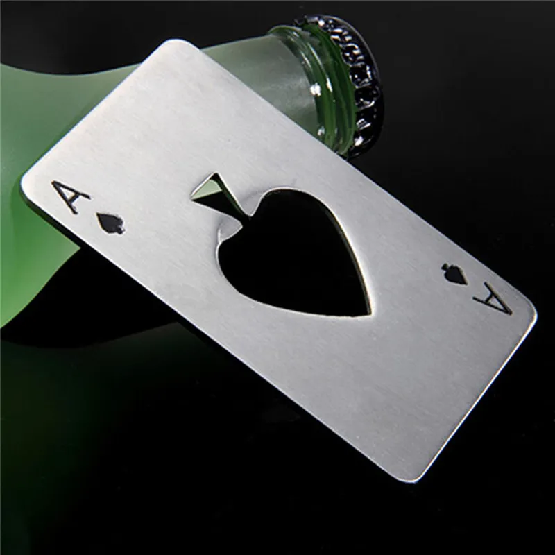 Hot Sale Snygg Poker Spelkort Ace Of Spades Bar Verktyg Soda Beer Bottle Cap Opener Present