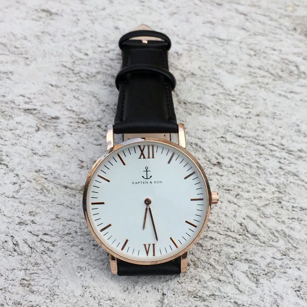 Moda Kapten Son Marka Kobiety Mężczyźni Unisex Skórzany Pasek Kwarcowy Wrist Watch