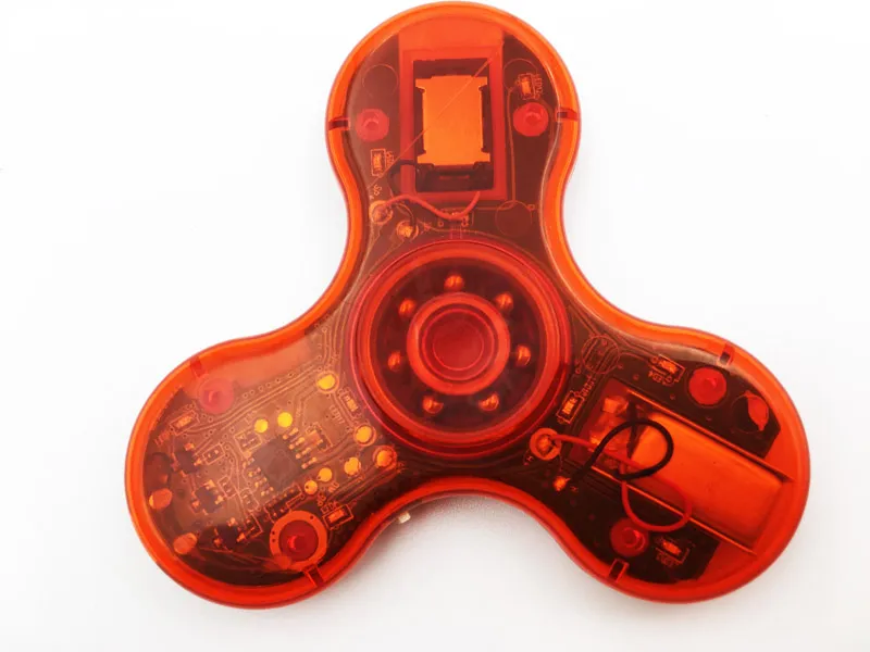 Nuovo cristallo Bluetooth Audio Fidget Spinner Toys mano Spinners LED Light Charger USB Pulsante Interruttore EDC Finger giocattoli di ansia decompressione