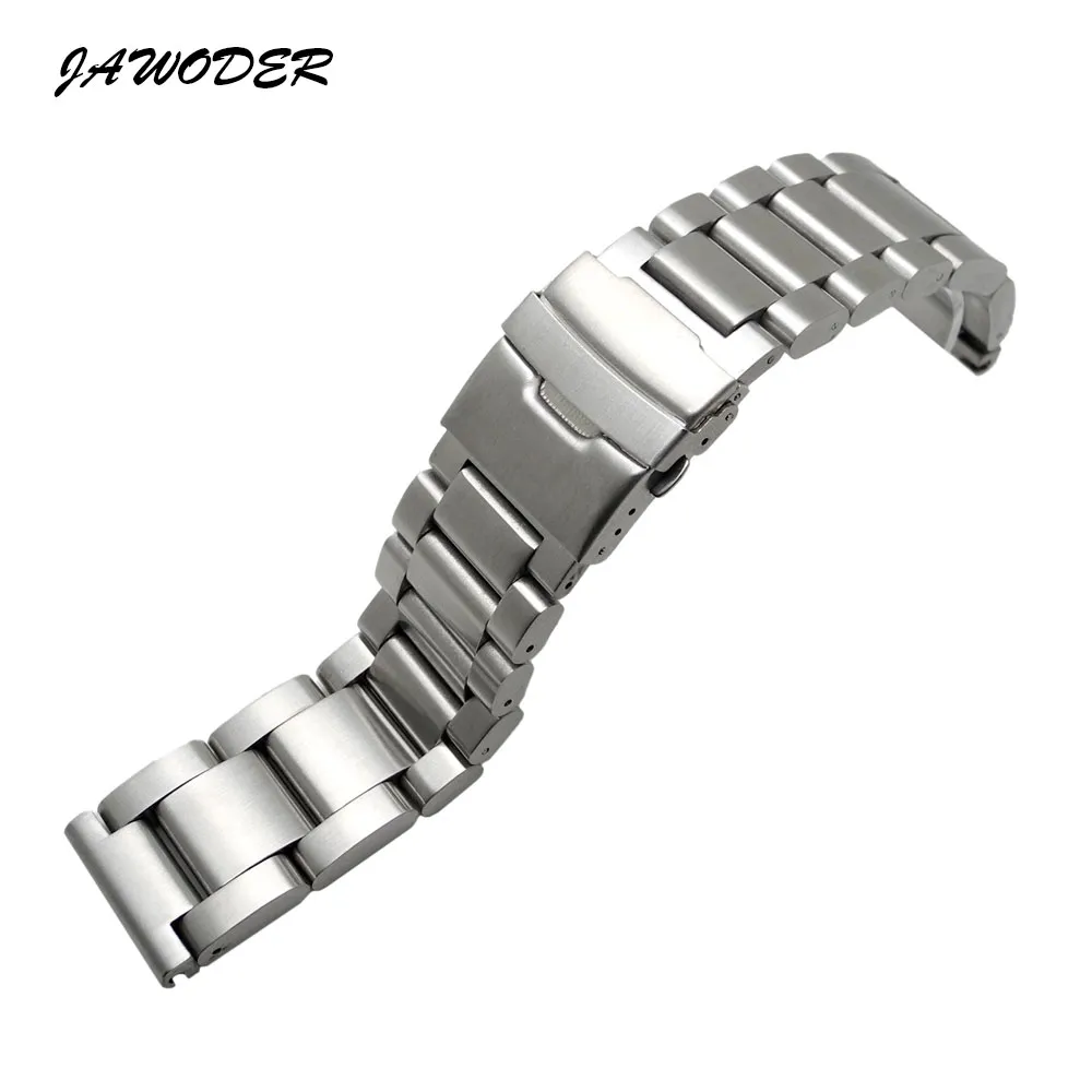 jawoder watchband 20 22 24 26mm 남자 두꺼운 순수한 솔리드 스테인레스 스틸 닦 았던 시계 밴드 스트랩 배치 버클 팔찌