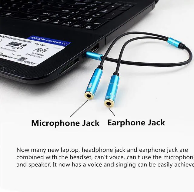 High Quality Latest 2 in 1 3.5mm Audio Jack to Earphone and Microphone Stereo Cable Male to Female Audio Splitter Adapter Connecter