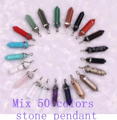 Шестигранная Призма Из Натурального Камня, Кулон, Ожерелья.