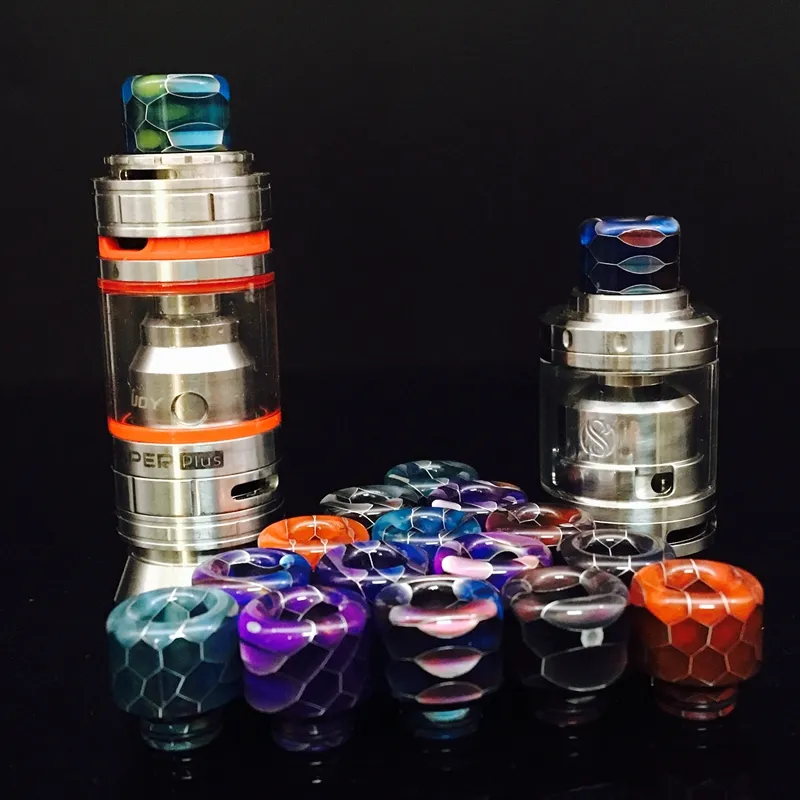 3 Styles Snake Skin Pattern 510 810 Thread Epoxy Resin Drip Tips Wide Bore Mouthpiece for TFV8 Prince Kennedy 528 TFV8 Baby