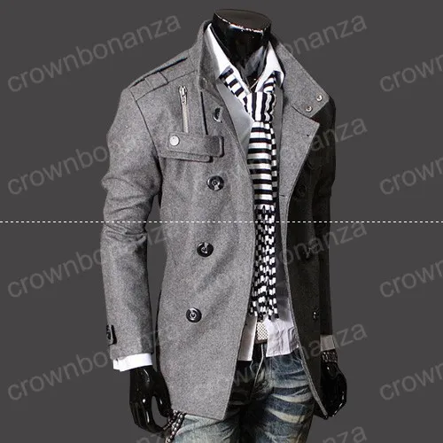Mode stijlvolle herentrench jas, winterjas, heren middenlange slanke dubbele borsten jas, overjas wollen bovenkleding m-xxxl nieuw aankomen! Hight