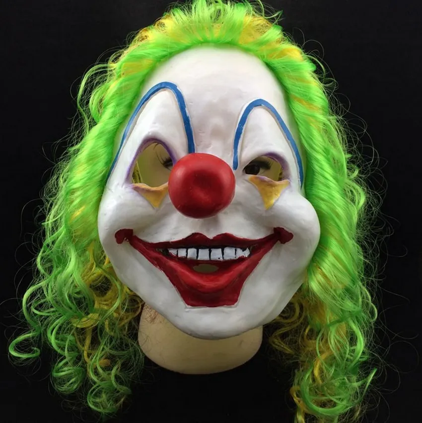 Effrayant Clown Masque Adulte Halloween Evil Killer Déguisements Horreur Jolly Latex Cheveux Masques Complets Costume De Fête Cosplay Accessoire