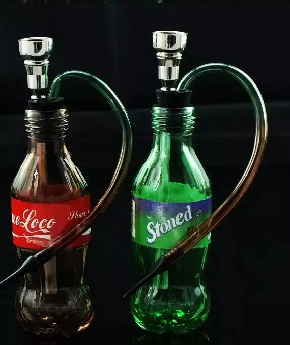 Coke Sprite Förpackning Hookah Glas Bongs Tillbehör, Unikt oljebrännare Glasrör Vattenrör Glasrör Olje Rigg rökning med dropper