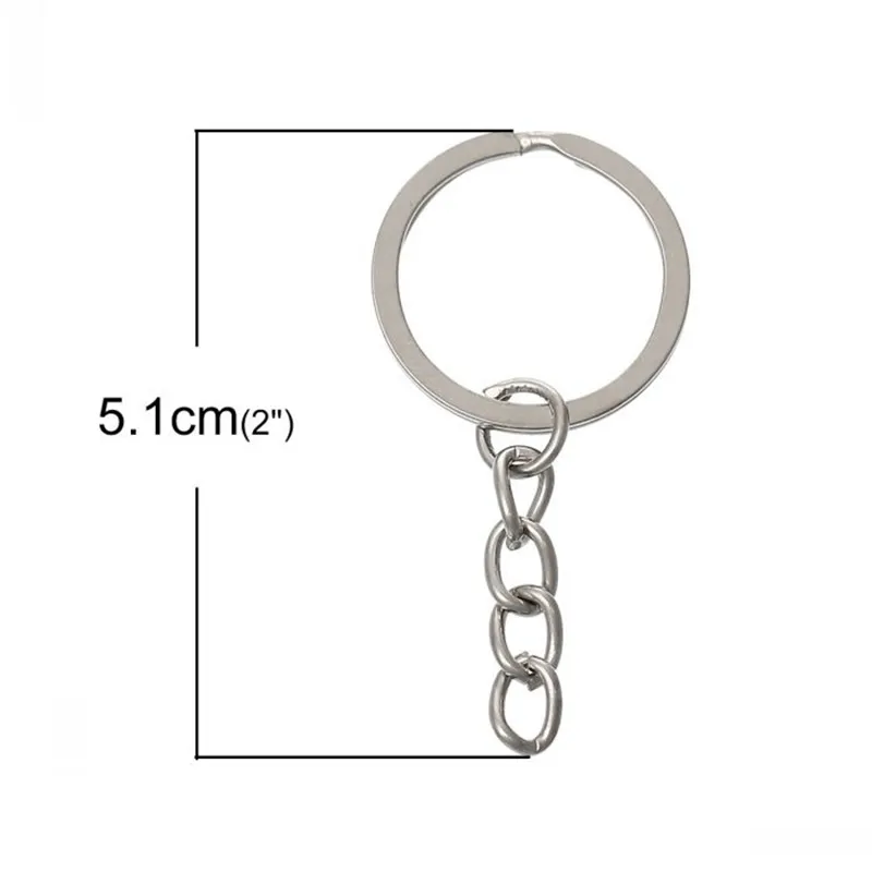 Metall geteilter Schlüsselanhänger Ring Teile Zubehör silberfarbener Schlüsselanhänger 5 cm x 2,4 cm DIY Schlüsselanhänger, die Erkenntnisse herstellen Großhandel