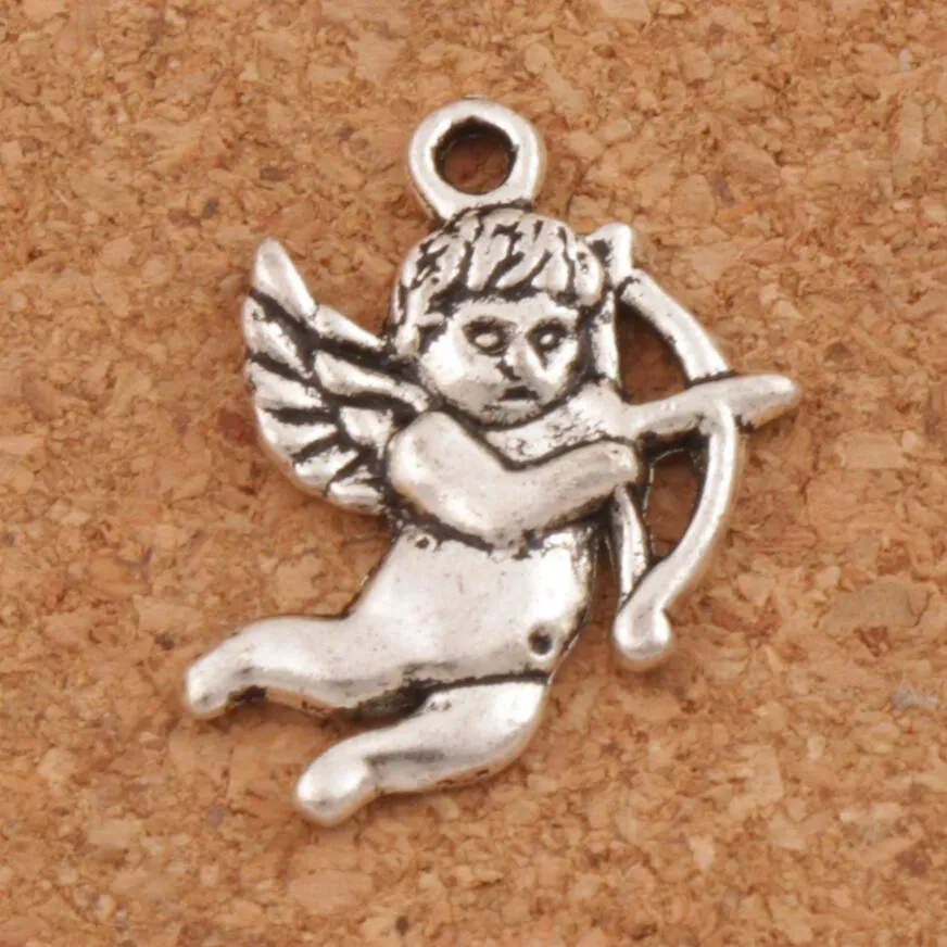 Cupido Anjo Encantos Pingentes 100 pçs / lote Componentes de Descobertas Jóias de Prata Antigo DIY L107 22.3x15.8mm