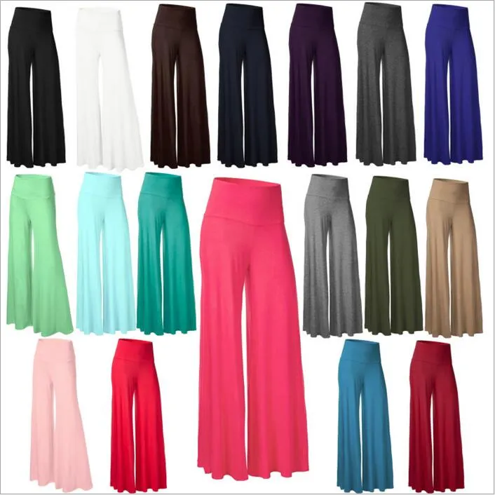 Breda benbyxor Kvinnor Casual Slim Flare Byxor Palazzo Byxor Mode Harem Byxor Lösa Långa Blomsaker Lady Casual Yoga Fitness Capris B2738