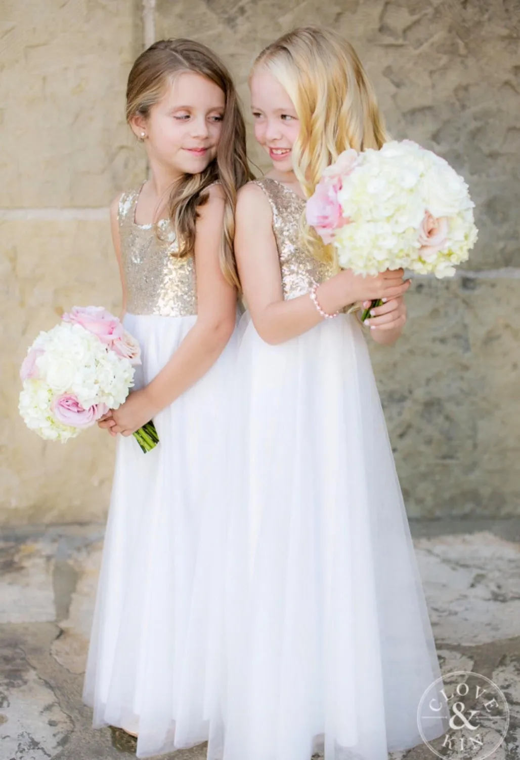 slim fit dress slacks White & Gold Flower Girl Dress 8 main image 0