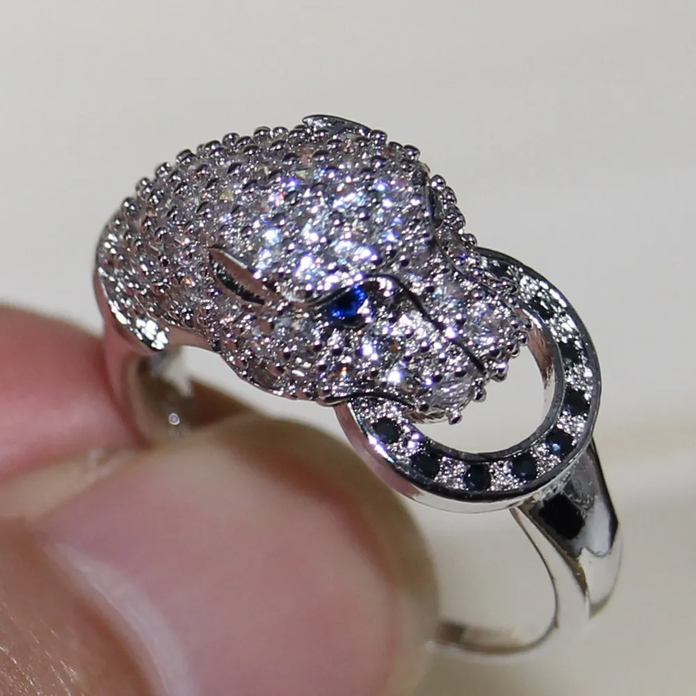 Victoria Wieck Handgemaakte Groothandel Luxe Sieraden 925 Sterling Silver Blue Sapphire CZ Diamond Party Merk Dames Bruiloft Luipaard Ring Size6-9