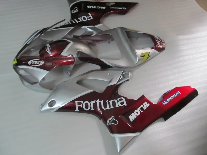 Top Selling Fairing Kit för Yamaha YZF R1 2000 2001 Vin Röd Silver Fairings Set YZFR1 00 01 OT27