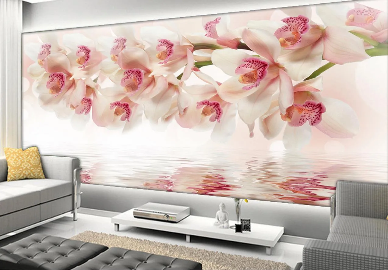 Dream Orchid Flower Modern Einfacher Hintergrund Fototapete 3d wallpaper 3d Tapeten für TV Hintergrund