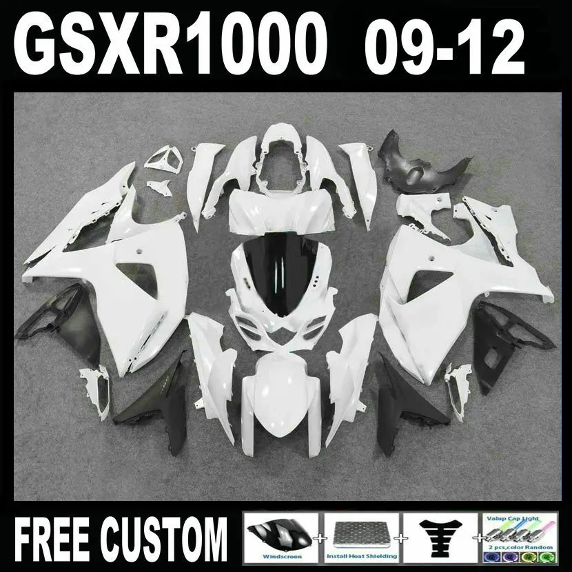 Kit de carenado personalizado sin molde de inyección para Suzuki GSXR1000 09 10 11 12 carenados de color blanco negro set gsxr 1000 2009-2012 IT21