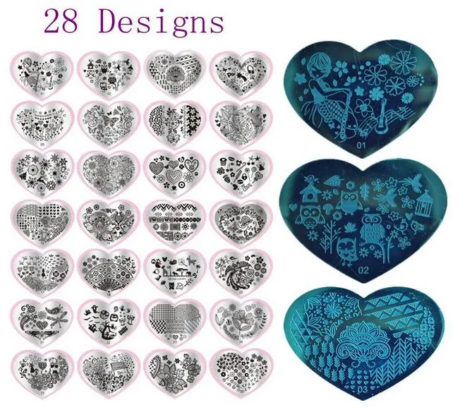 Nieuwe Mode 28 Designs Nail Print Postzegel Platen Nail Art Sjabloon voor Nail DIY Poolse schoonheid