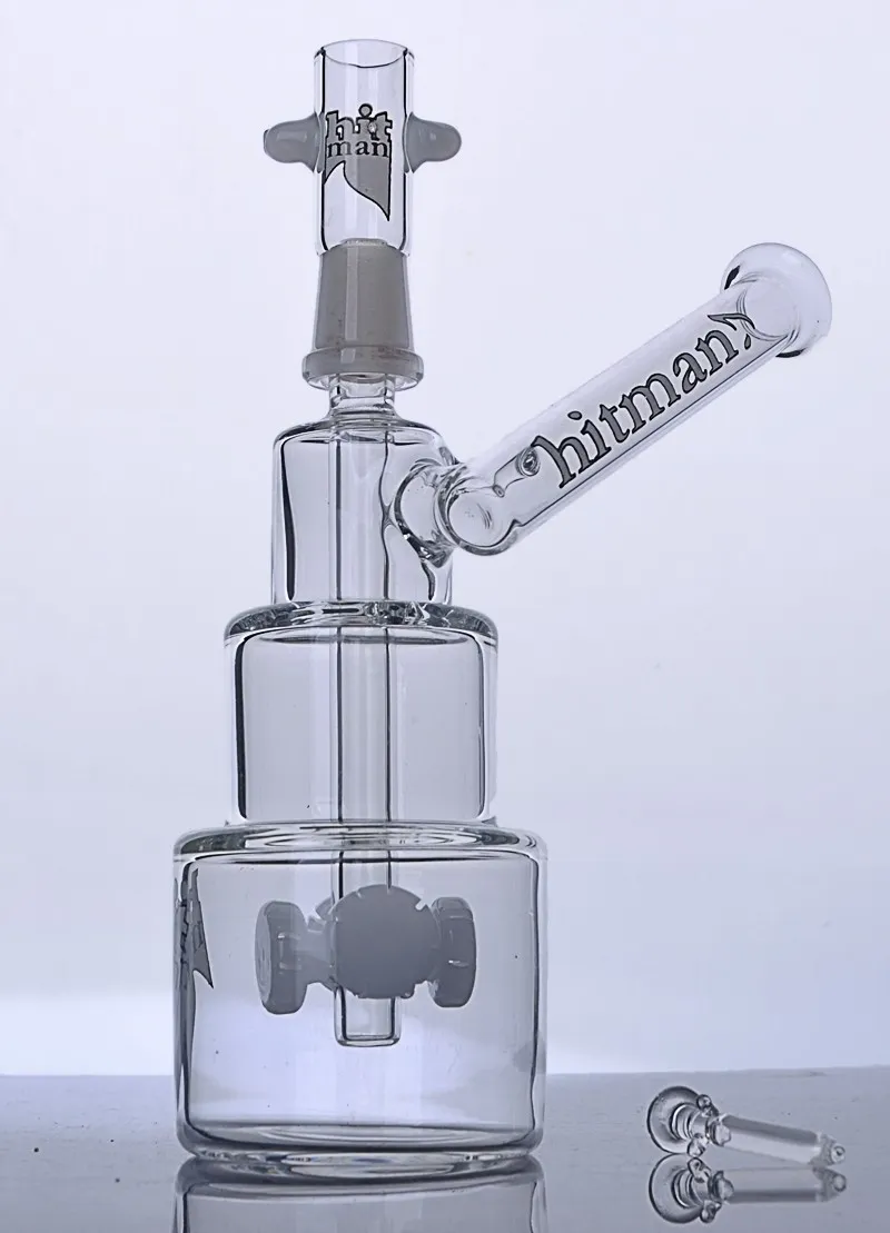 Color gear Hitman Water Glass Bongs Cake Smoking Pipes Dab Rigs Water Pipes with tire perc 14 mm male joint 8 inches