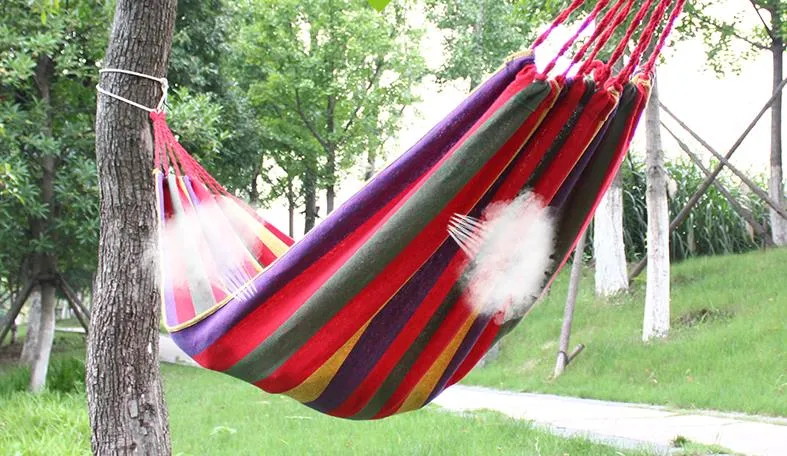 Portable Outdoor Hammock Garden Sports Home Travel Camping Swing Canvas Stripe Hang Bed Hammock Red, Blue 280 x 80cm