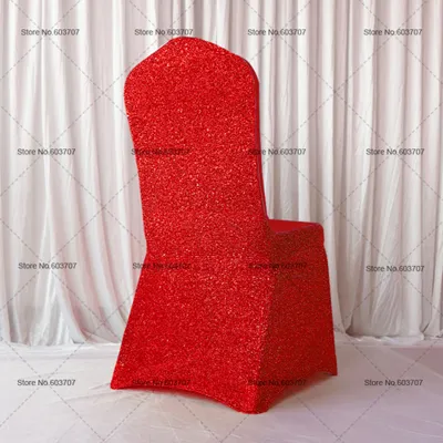 Färgglada Glitter Bankett Lycra Chair Cover för bröllop, fest, hotelldekoration Använd 100st med gratis frakt