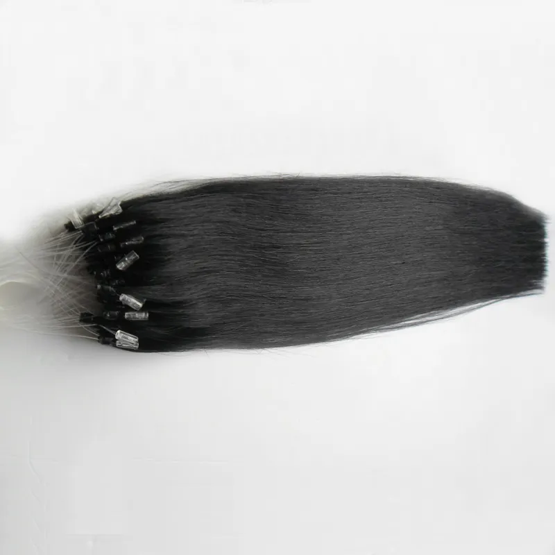 Extensions de cheveux humains à micro-boucles 100s Extensions de cheveux à micro-liens noirs droits 100g extensions de cheveux à micro-anneau 3149260